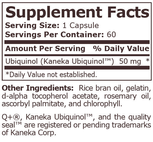<tc>Pure Nutrition</tc> - UBIQUINOL CoQ10 50 mg - 60 Cápsulas