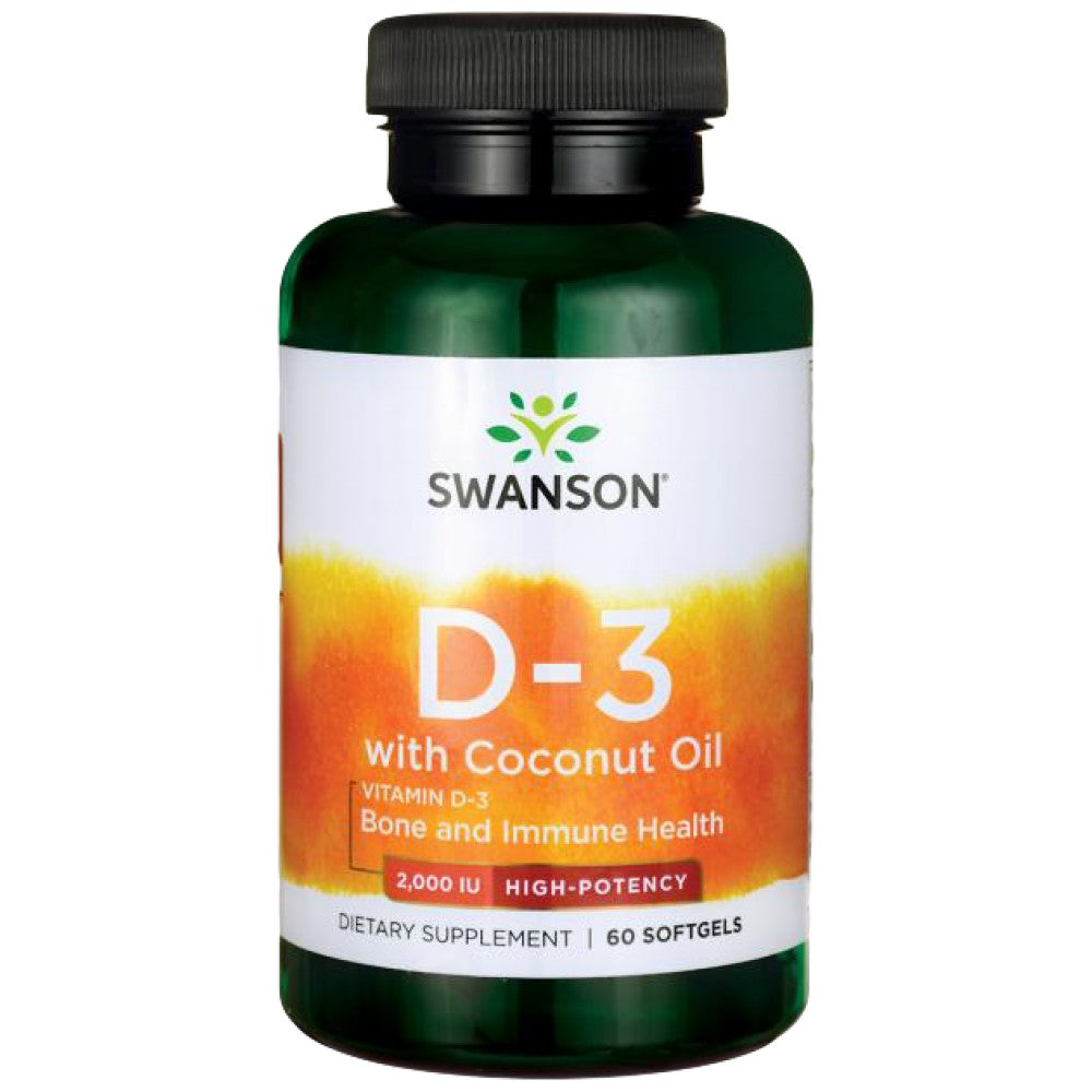 Ultra vitamina D-3 com óleo de coco 2000 Cápsulas de gel 60 Gel