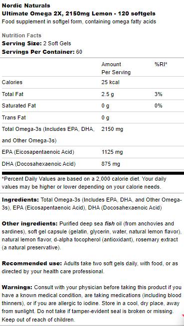 Ultimate Omega 2x 2150 mg - 120 Gel Kapselen