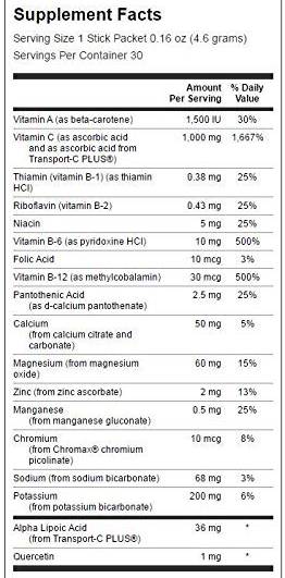 Ultra 1000 mg de energia C com eletrólitos 30 pacotes