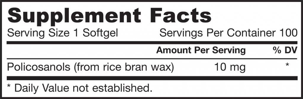 Ultra Policosanols 10 mg 100 Gel capsules