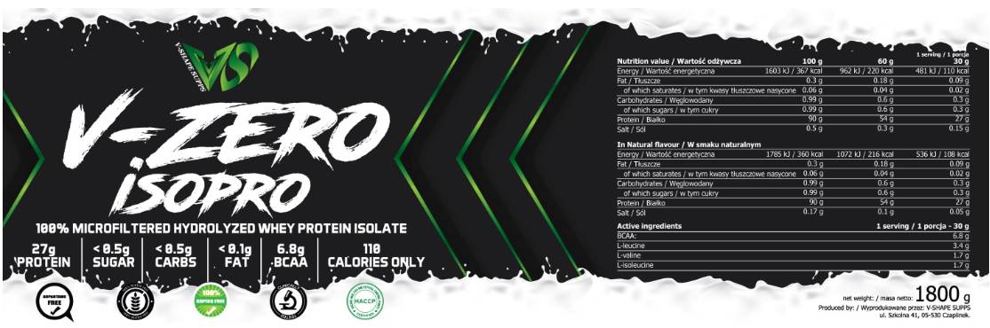 V-Zero Iso Pro | Whey Protein Isolate - 1800 grams