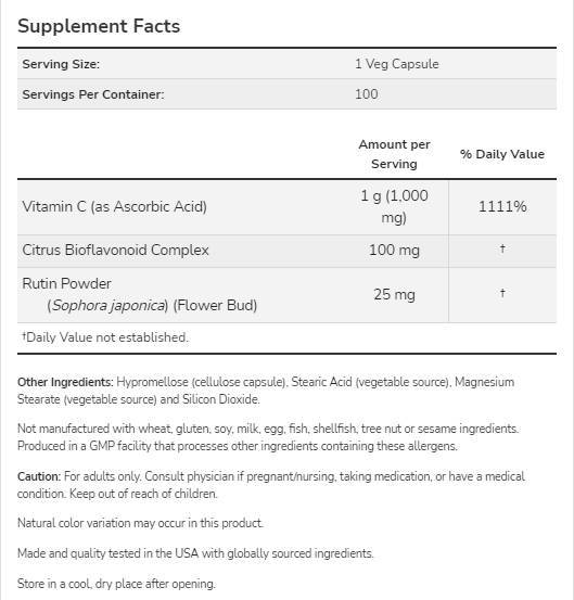 Vitamin C-1000 / with Bioflavonoids - 30 капсули