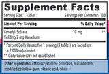 Vanadil sulfate 10mg / 100 Tabs.