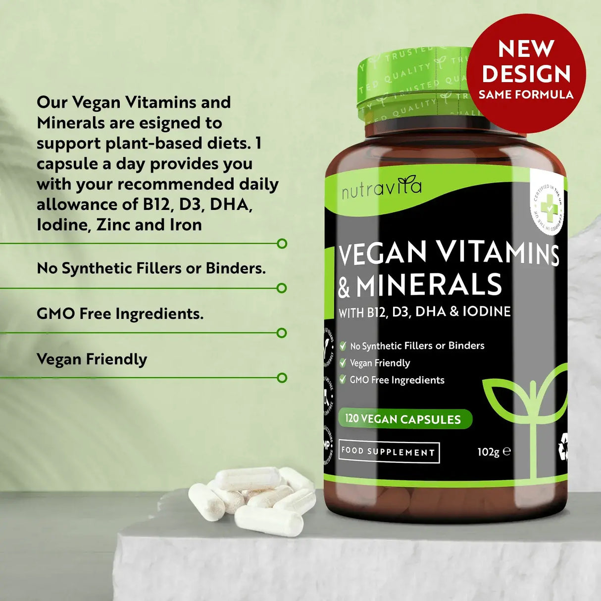 Vegan Essential Multivitamin /120 capsules, 120 days/ Nutravita