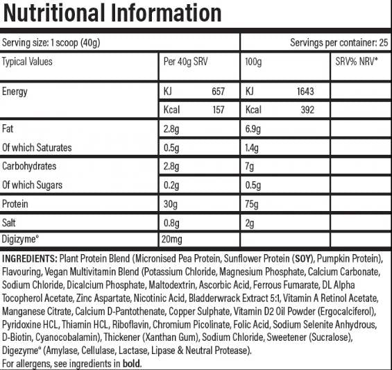 Proteína vegana | Fórmula de proteínas a base de plantas: 2000 gramos