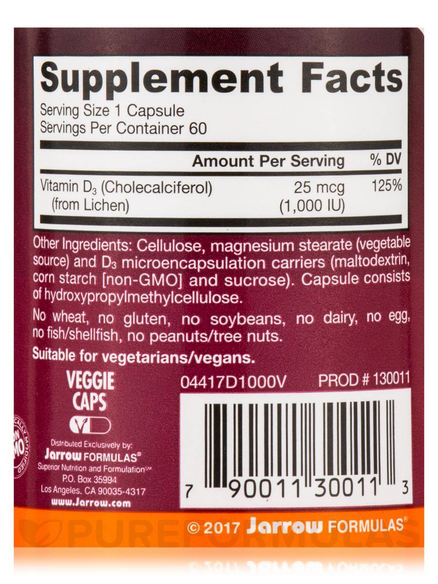 Vegan Vitamin D3 1000 IU 60 capsules