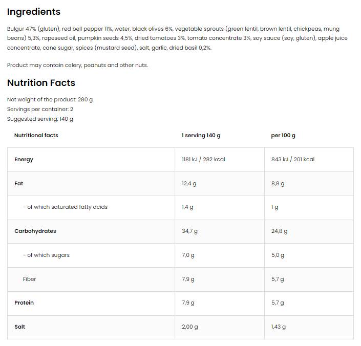 Vege Dish with Bulgur, Grain and Sprouts | Ready-To-Eat Meal 280 grams