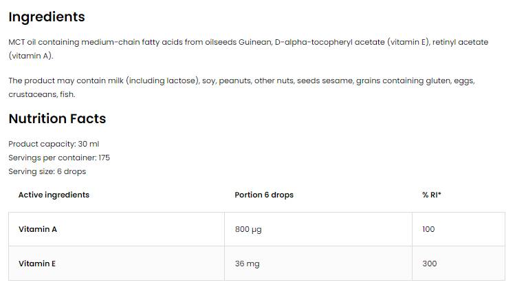 Vitamin A + E Drops 30 ml