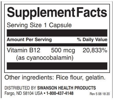Vitamin B -12 500 mcg - 250 tobolek