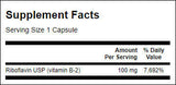 Vitamin B-2 / Riboflavin 100 mg - 100 capsules