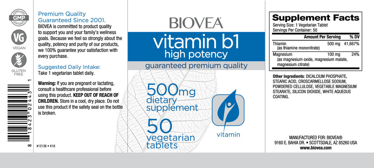 Vitamin B1 (vysoká účinnost) 500 mg / 50 karet