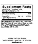 Vitamina B12 500 Metilcobalamina Fast Disolver/100 pestañas