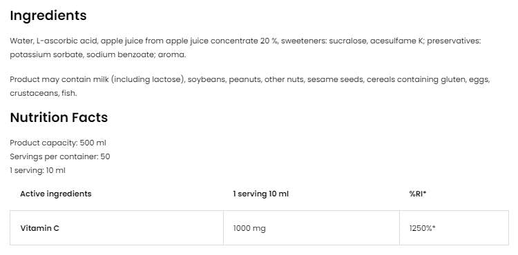 Vitamin C 1000 Kapalina 500 ml