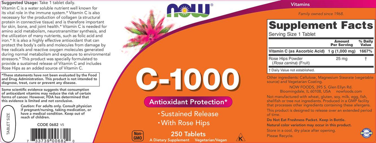 Vitamine C -1000 met rozenheupen / aanhoudende release - 100 tabletten