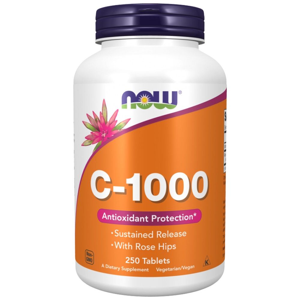 Vitaminas C -1000 su rožių klubais/nuolatinis išsiskyrimas - 250 tablečių