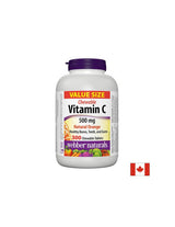 Vitamin C 500 mg Chewable - Vitamin C 500 mg, 300 chewable tablets Webber Naturals
