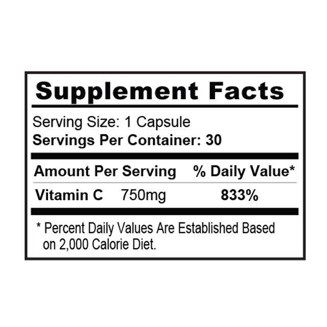 Vitamine C 750 mg / immuunsysteemondersteuning - 30 capsules