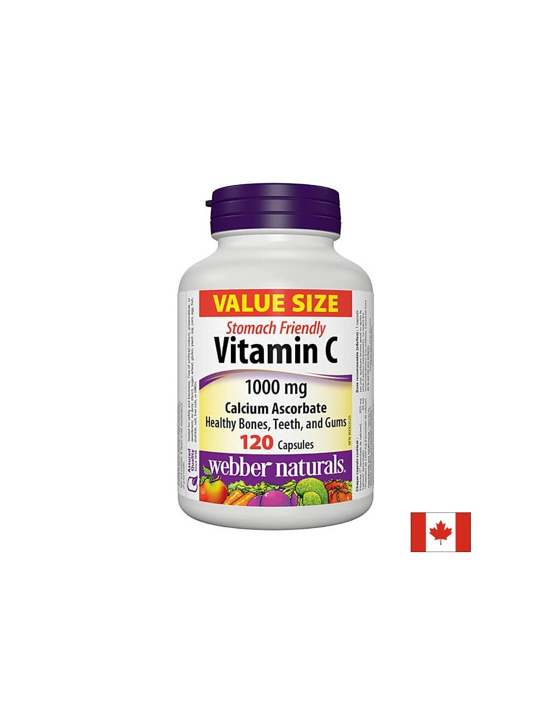 Vitamino C kalcio askorbatas - vitaminas C (kalcio askorbatas) 1000 mg, 120 Webber Naturals kapsulės