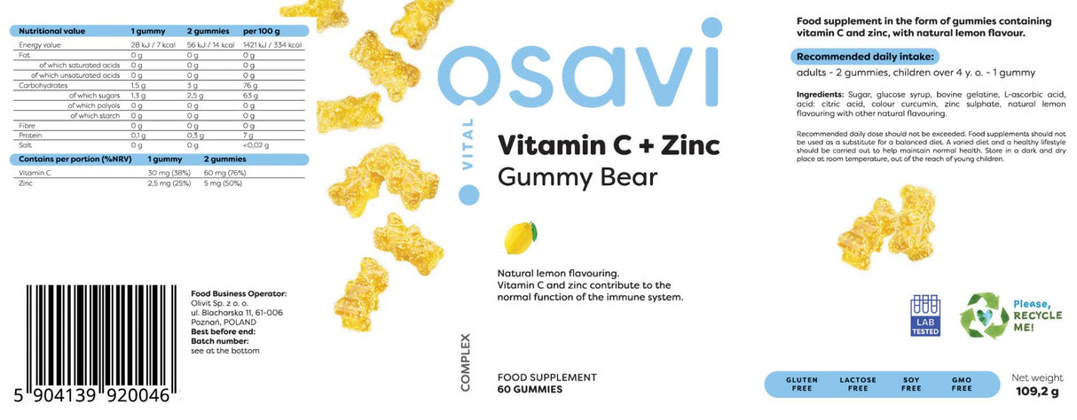 Vitamin C + Zinc | Gummy Bear - 60 gummy candies