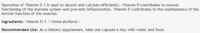 Vitamin D-3 1000 IU - 60 capsules