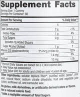 Vitaminas D3 nulis cukraus 1000 TV - 60 guminių