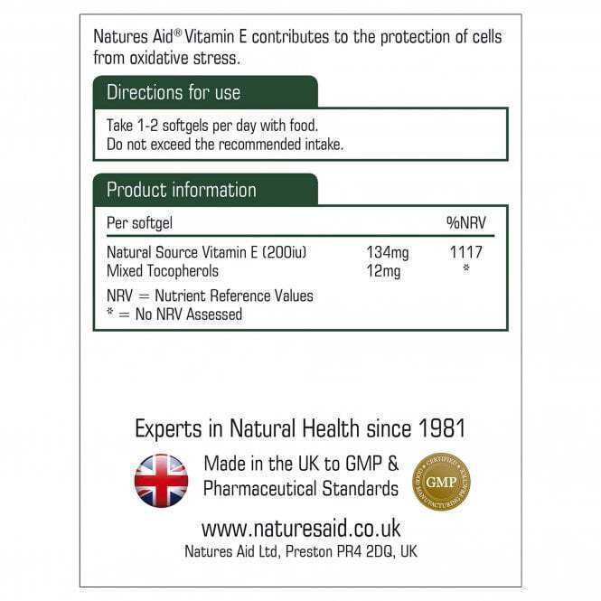 Vitamin E (Vitamin E) 200iu 60 capsules NaturesAid