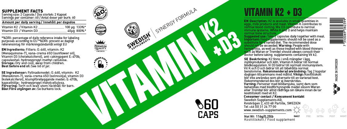 Vitamin K2 + D3 60 капсули