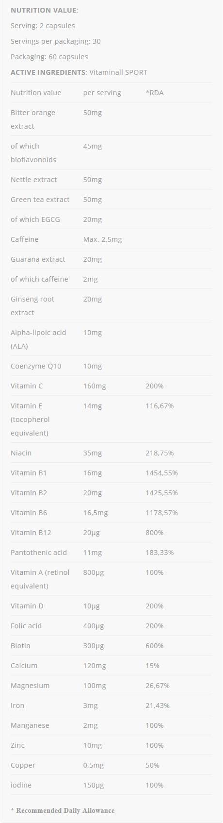 Vitaminall Sport - 60 cápsulas