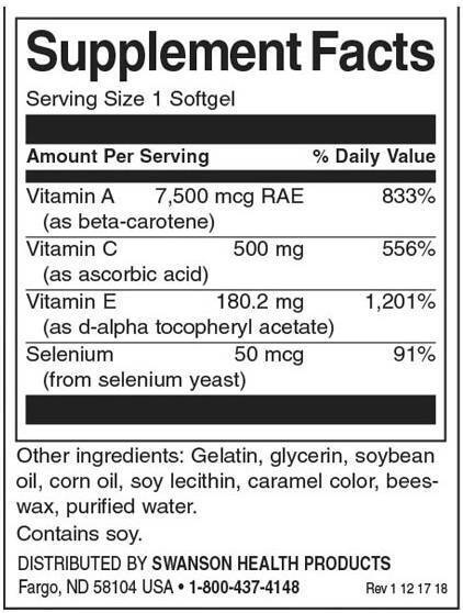 Vitaminai A, C, E & Selenium - 60 gelio kapsulės