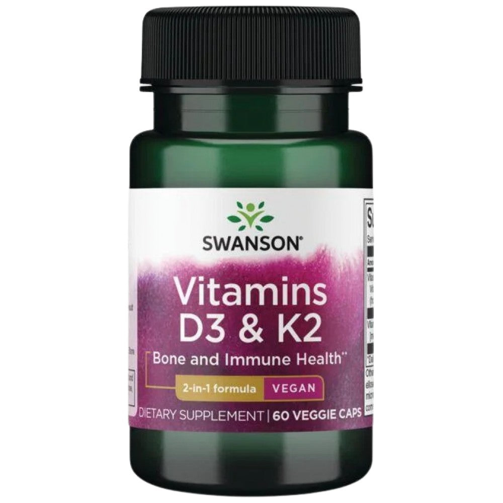 Vitaminai D3 ir K2 60 kapsulės