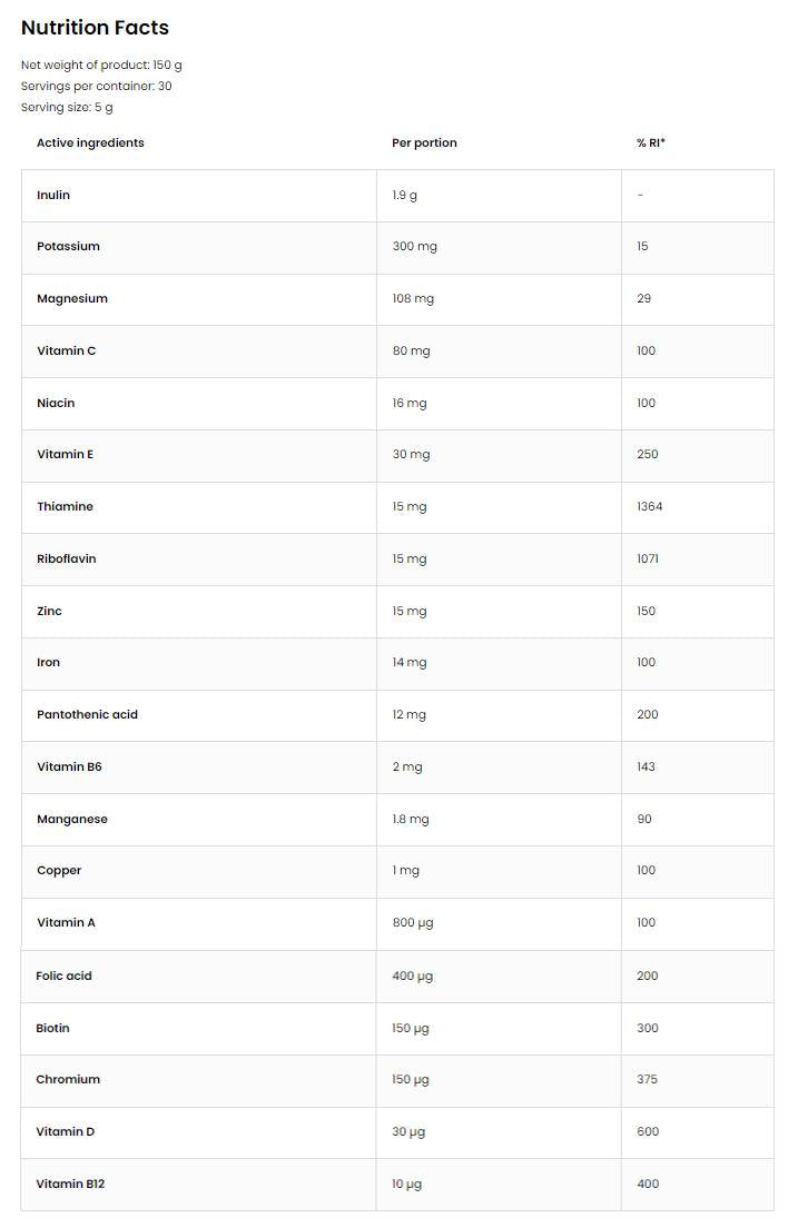 Vitandmin Powder | Multivitamina y fórmula mineral 150 gramos