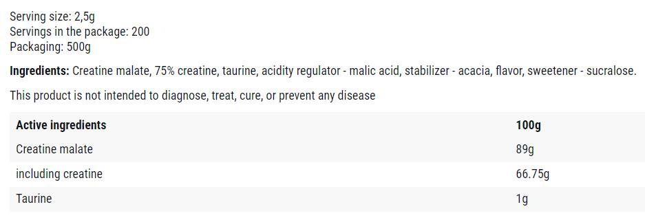 TCM Powder | Tri Creatine Malate - 500 грама - Feel You