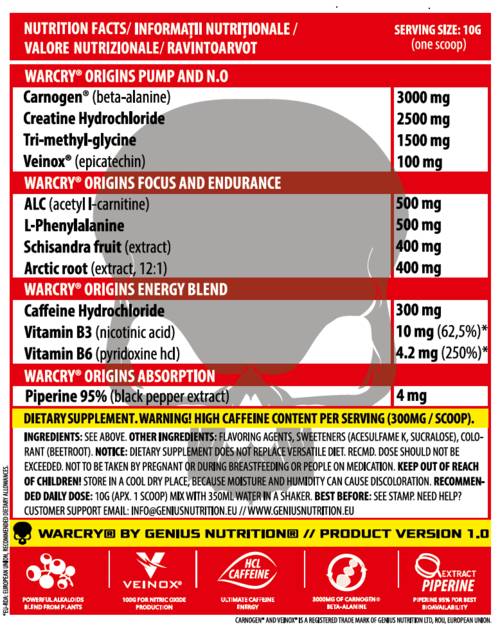 WarCry Origins / Pre-Workout - 300 grams