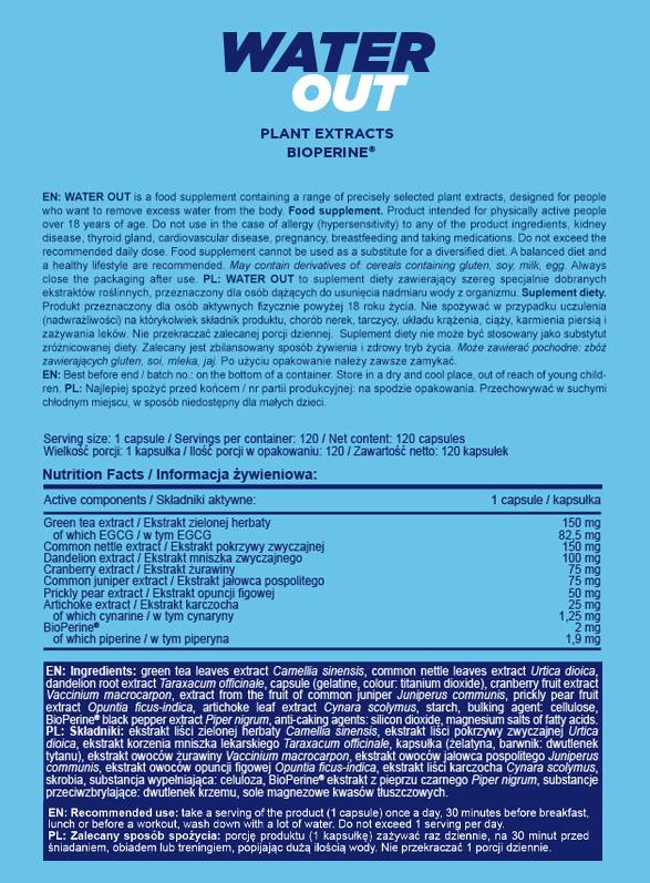 Agua fuera | Diurético a base de extracto de planta - 120 cápsulas