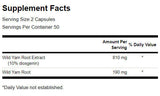 Wild Yam Root 405 mg - 100 capsules