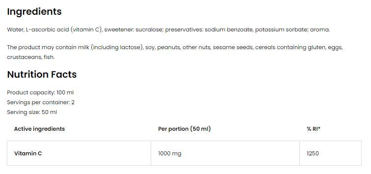 Vitamin C 2000 Shot - 100 ml