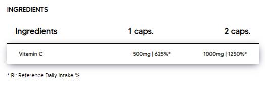 Vitamin C 500 mg | L-Ascorbic Acid - 120 капсули - Feel You