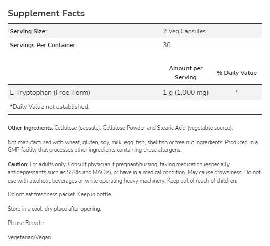 Tryptophan 500 mg - 60 capsules