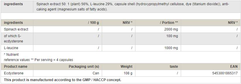 Ecdysterone - 120 capsules