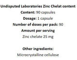 Chelat de zinco 25 mg - 90 cápsulas