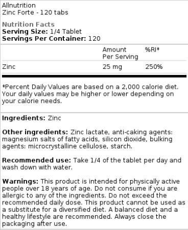 Forte de zinco | Lactato de zinco 25 mg - 120 comprimidos