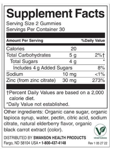 Zinc gumien | Elderberry - 60 chewable Pëllen