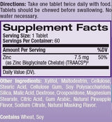 Zinc High Absorption 60 chew tabs.