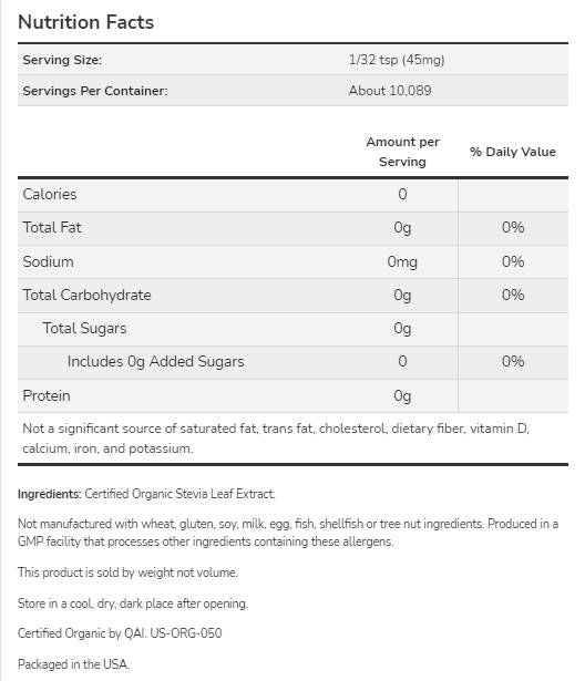 Better Stevia® Extract Powder | Organic - 28 grams