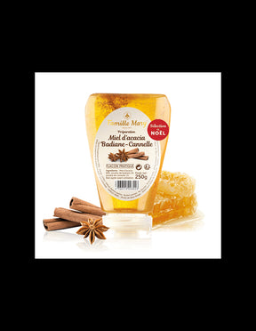 Acacia honey with star anise and cinnamon - Miel d'acacia Badiane – Cannelle, 250 g - Nutra Best Europe