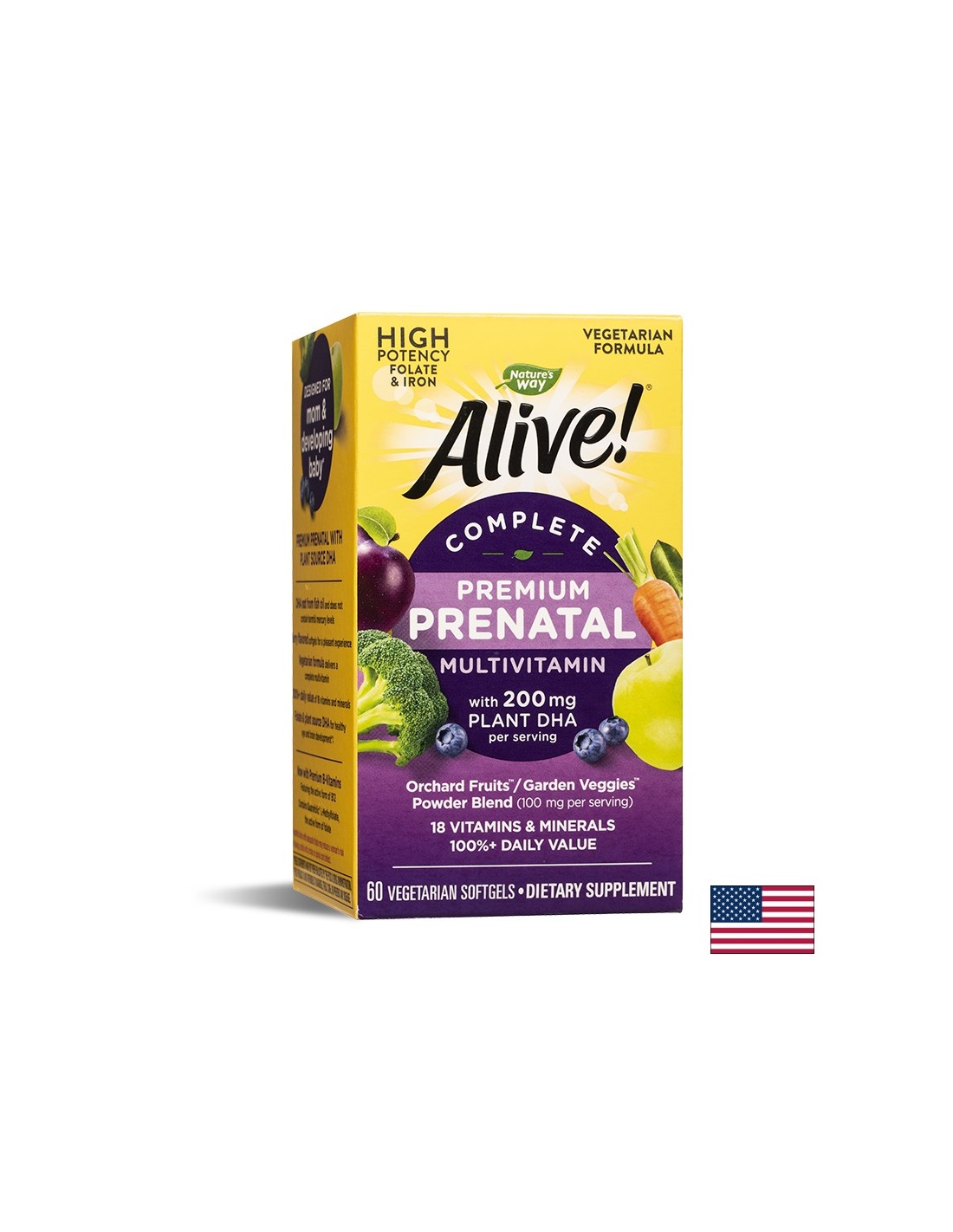 <tc>Alive</tc>! Multivitaminico prenatale completo | Formula Premium - 60 capsule di gel