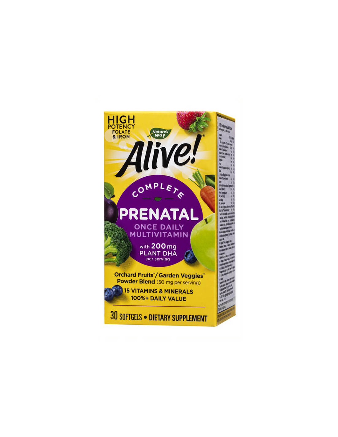 Alive! Complete Prenatal Multivitamin Алайв! - Мултивитамини за бременни и кърмещи жени (с растителна DHA), 30 софтгел капсули Nature’s Way - Feel You