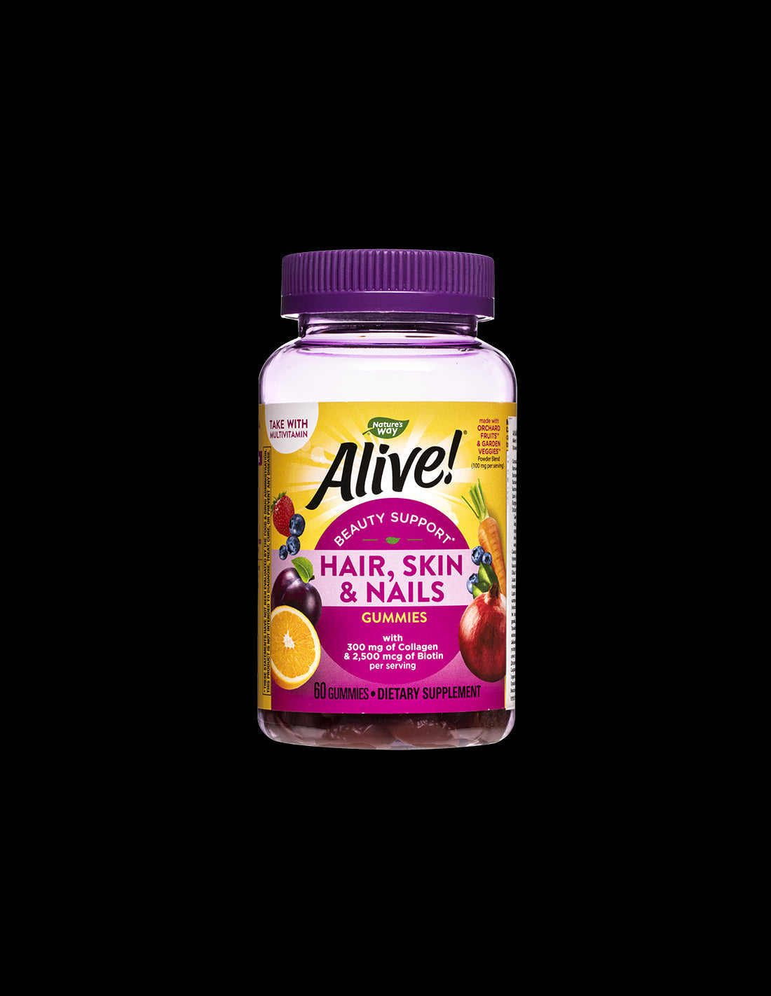 Alive! Hair, Skin & Nails Multivitamin Gummy Premium Formula / Алайв! Коса, кожа и нокти - премиум формула, 60 желирани таблетки Nature’s Way - Feel You