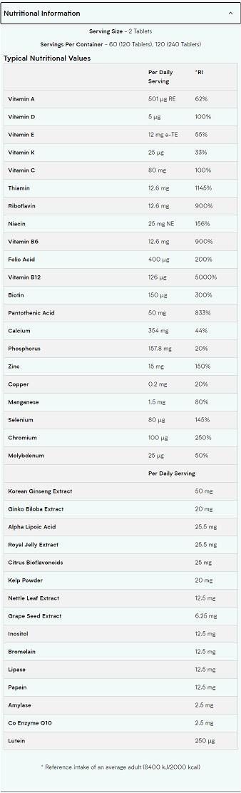 Alpha Männer Super Multi Vitamin - 120 Pëllen